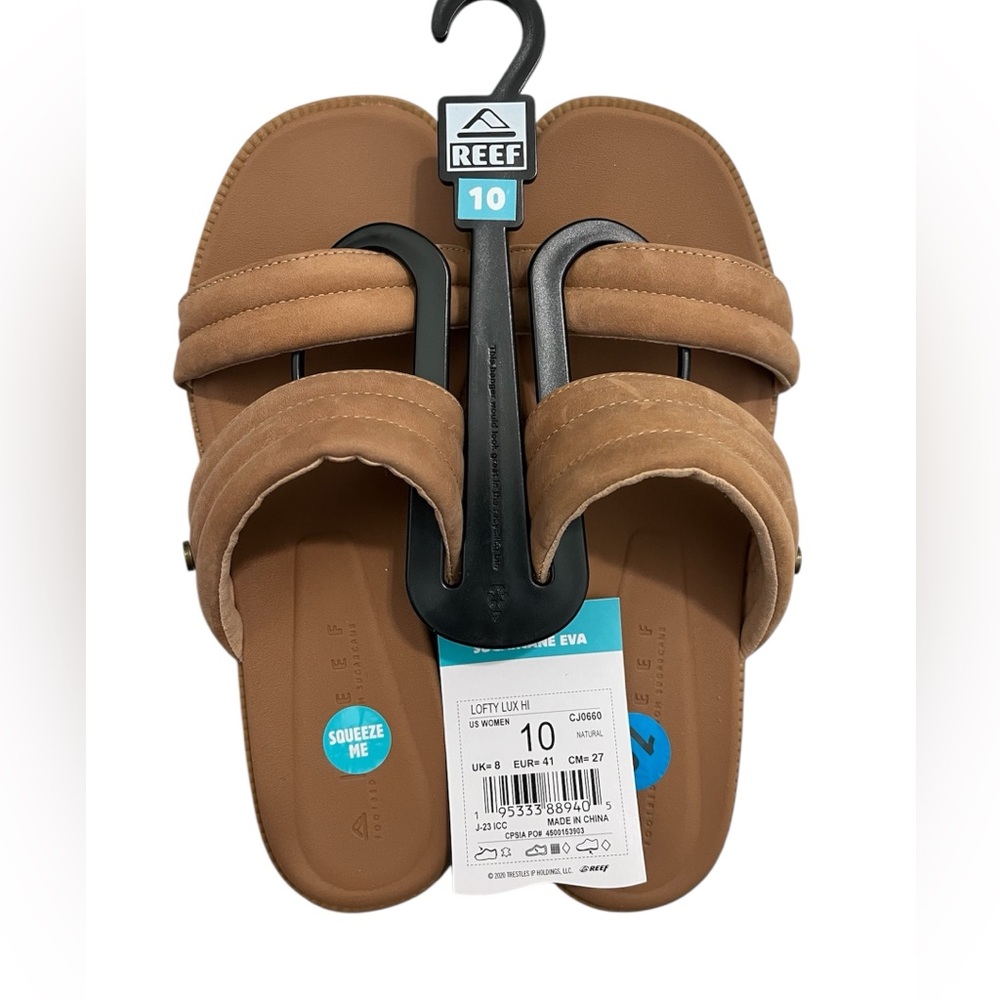 REEF Lofty Lux Platform Sandals Natural Leather Size 10 NEW WITH TAG